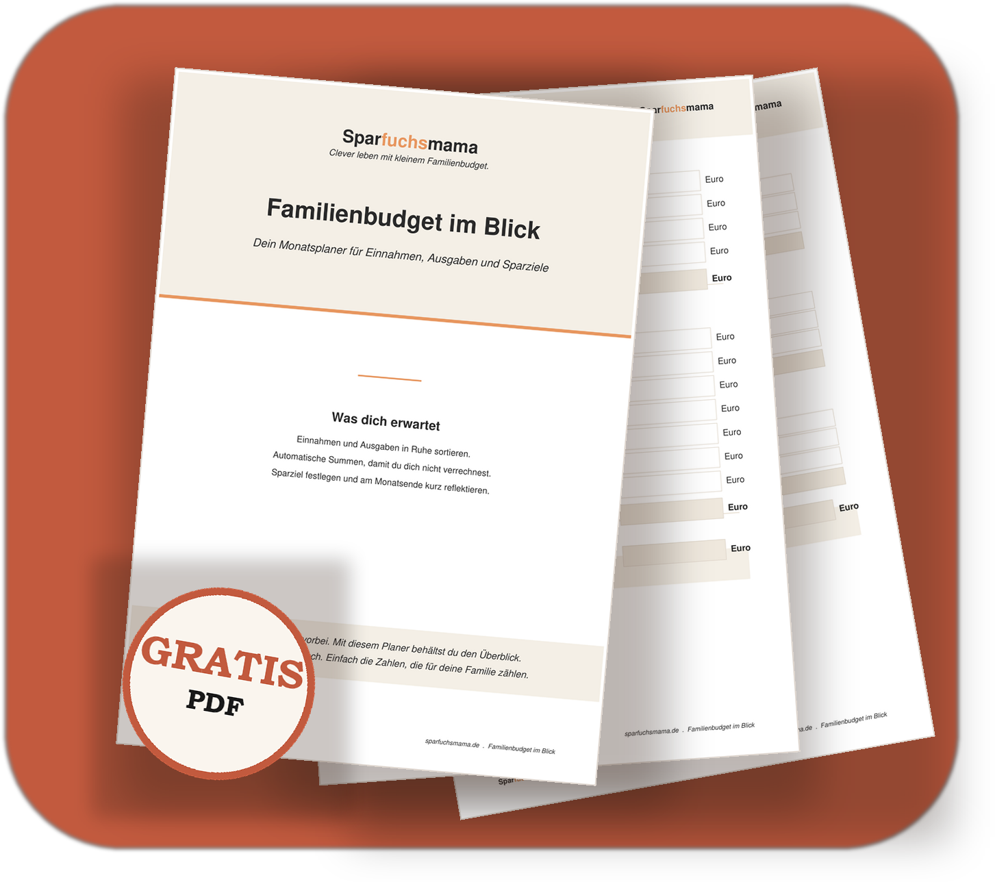 Familienbudget-Planer als kostenloses PDF, Vorschau der Seiten